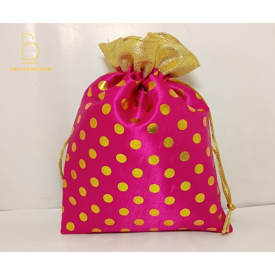 Polka Dot Print Potli Bags for Dry Fruit Packaging Printed Potli Bags Gota Zari Potli Bags  Potli Bags for Ladies  Silk Potli Purse - 10 Pcs Set