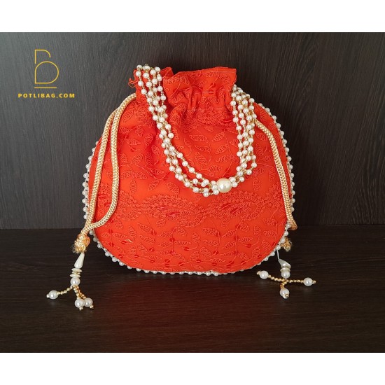 Lucknowi Embroidered Potli Bags Chikankari Potli Bag Gota Zari Lace Potli Bag  Potli Bags Online