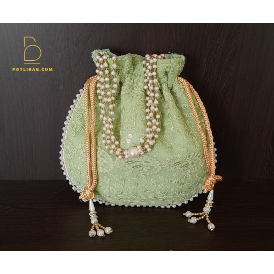 Lucknowi Embroidered Potli Bags Chikankari Potli Bag Gota Zari Lace Potli Bag  Potli Bags Online